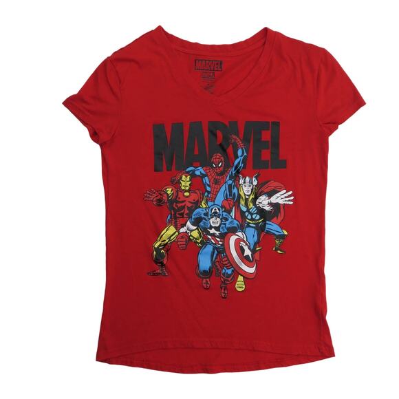 Marvel Comics Red Super Hero Graphic T-Shirt Thore Captiain America Spider Man - Picture 2 of 6